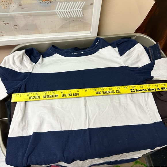 Charter Club Striped Top Navy White Long Sleeve Womens Size Small Casual Shirt - Picture 5 of 9